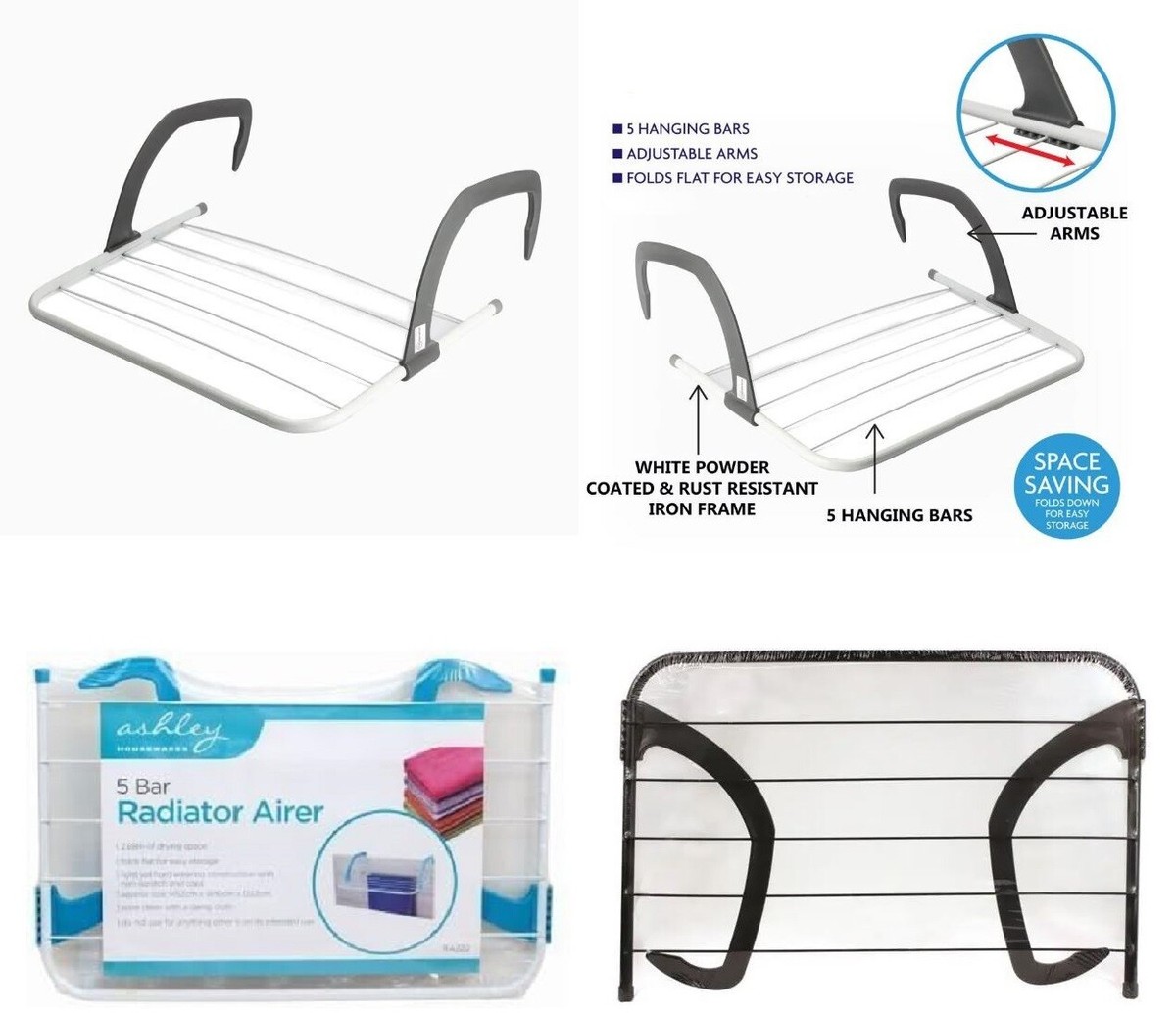 Over Radiator Airer Clothes Washing Drying Indoor Rack Adjustable