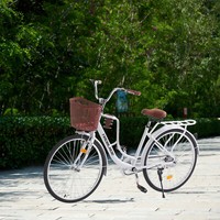 White 26 inch Wheels Adult City Bike Cycle Ladies Women Bicycle Vintage w/Basket
