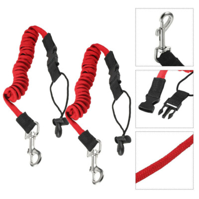 2x Kayak Canoe Elastic Paddle Leash Safety Fishing Rod Lanyard Rope Red