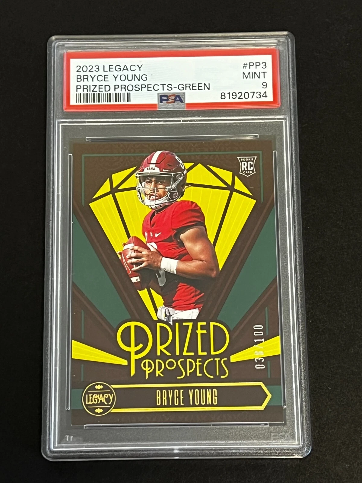 Bryce Young Panini Legacy Prized Prospects #PP3 Green