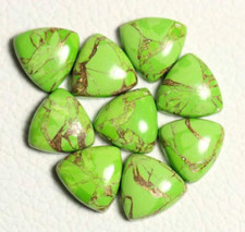  WHOLESALE GREEN COPPER TURQUOISE CABOCHON TRILLION SHAPE LOOSE GEMSTONE