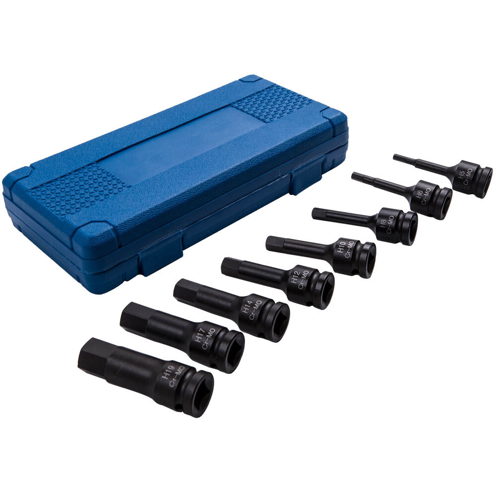 8pc 1/2"" Impact Hex Bit Socket Set Impact Allen Keys H5 To H19