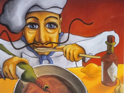 ARTIST WILL REFUSE GUY-MAN COOK CHEF EATING - SIGNED PRINT 487/950