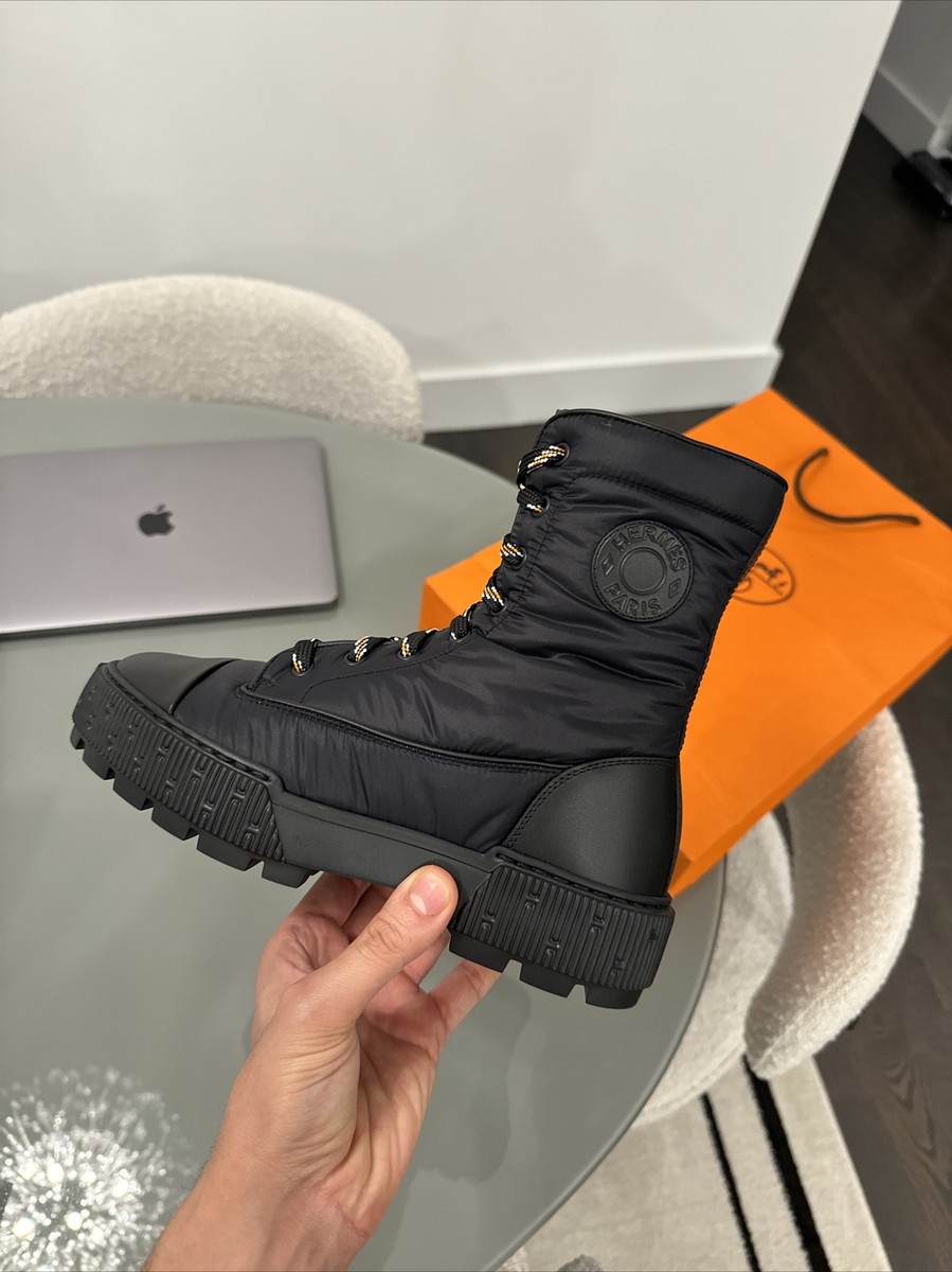 NEW HERMES FRESH ANKLE BOOTS BLACK SIZE 37 Water Repellent