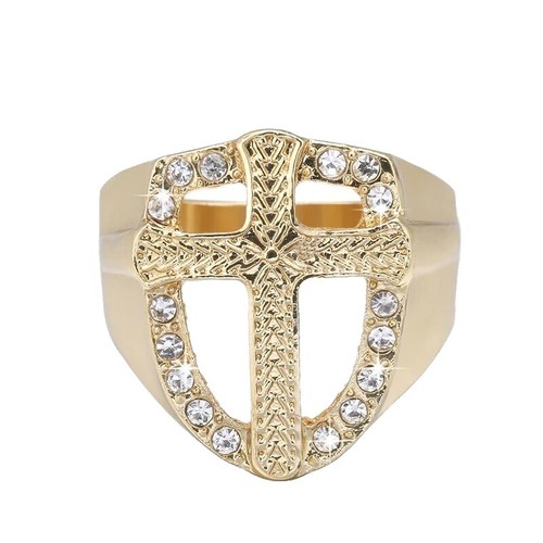 BURBERRY Signet Ring TB Monogram Motif Brass S Size Light Gold