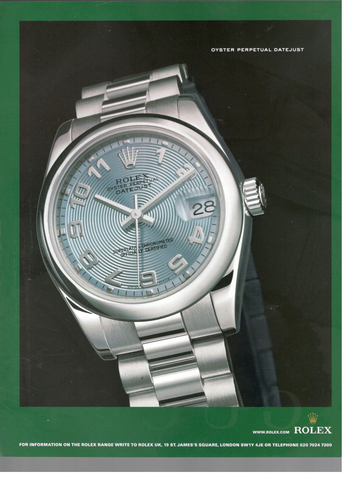 ROLEX Pubblicità 2005 OROLOGIO OYSTER PERPETUAL DATEJUST  1 Pagina 7K