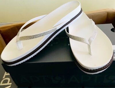 Apt.9    Eames   Women s Rhinestones Thong Slide Sandals - Size 8M - White - $45