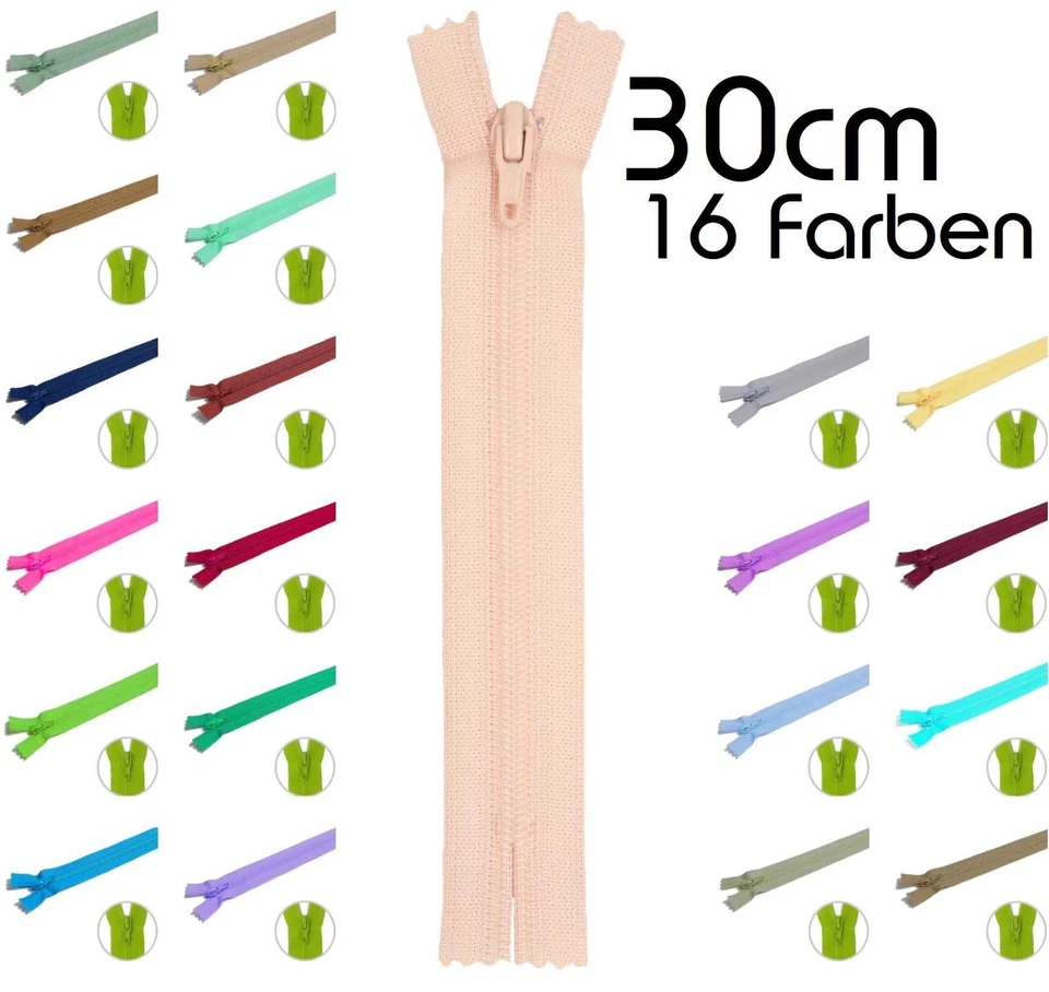 YKK INDUSTRIE YKK Kunststoff Perlon Reißverschluss 30cm - Beste Qualitäts Reißverschlüsse