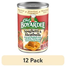 (12 pack) Chef Boyardee Spaghetti and Meatballs, Microwave Pasta,14.5 oz
