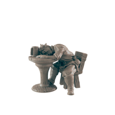 Human Drunkard at Table - Everyday Folk - Minis - EC3D - - Dungeons & Dragons - 