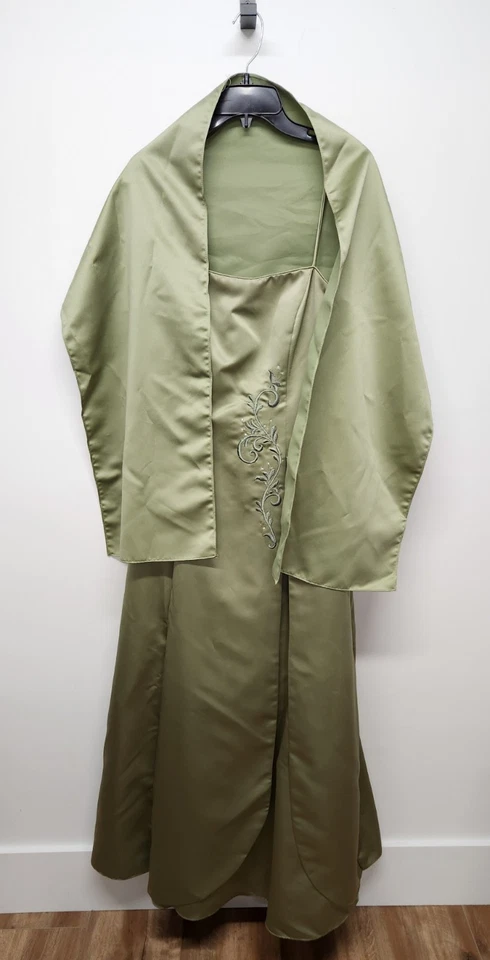 Винтажный Dave & Johnny выпускного вечера/подружки невесты/бальное платье макси платье, размер 11-12 Sage зеленый - Изображение 3 из 4