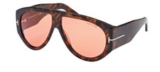 Tom Ford FT 1044 Bronson Sunglasses 52S Shiny Dark Havana Orange Lens 60mm New