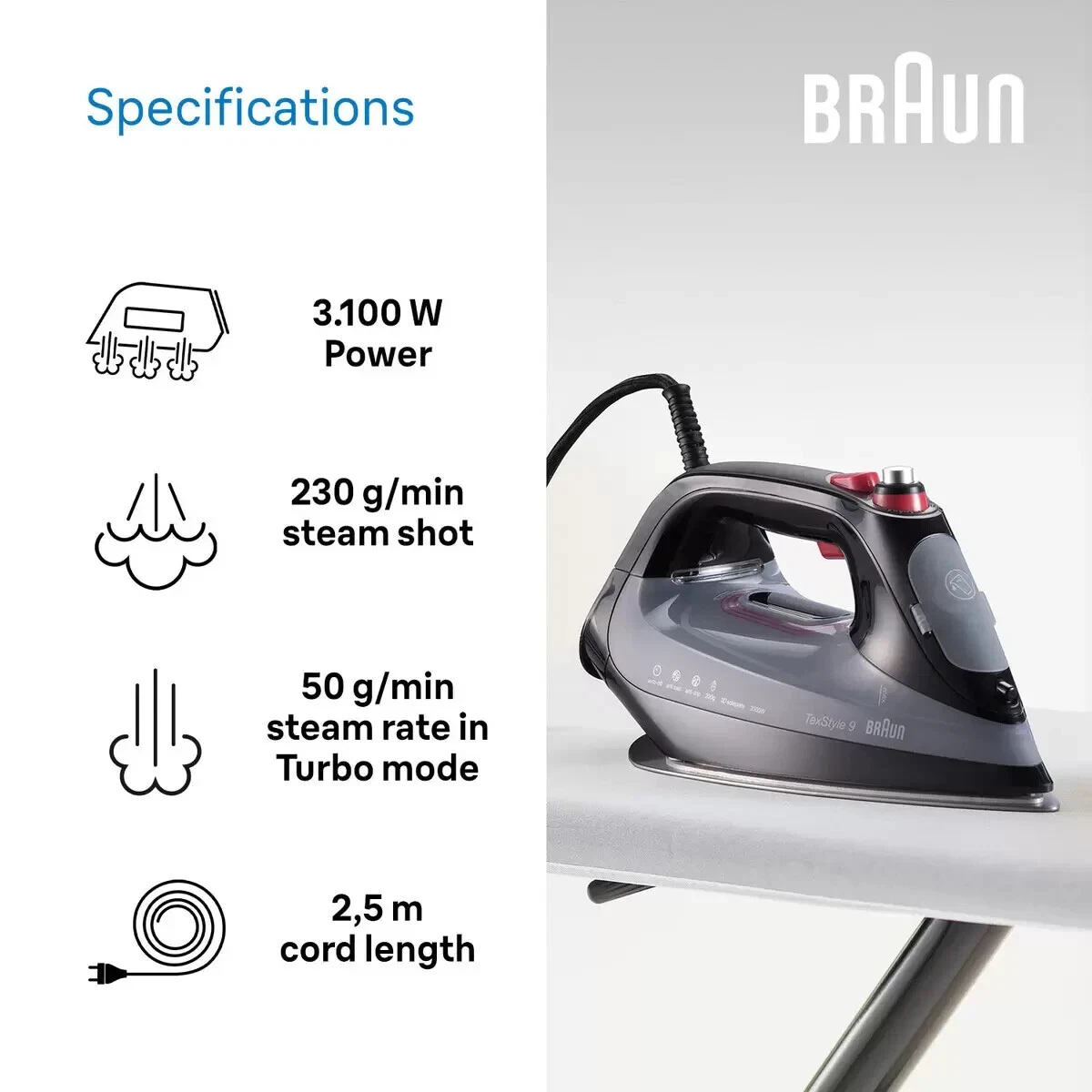 Braun texstyle top 9 steam iron