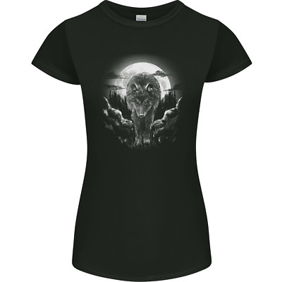 Lone Wolf In the Moonlight Damen Petite Cut T-Shirt