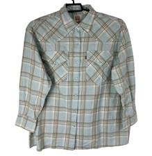 Levi  s Men's L Pearl Snap Western Shirt Blue Plaid NWT