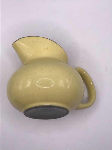 Vintage USA Pottery Ceramic Ball Creamer/Pitcher Yellow Gray~ Made in USA - Picture 8 of 10