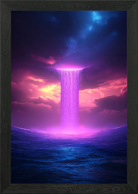 Ein surreal leuchtender Wasserfall fließt gerahmtes Wandbild Poster Leinwanddruck Bild