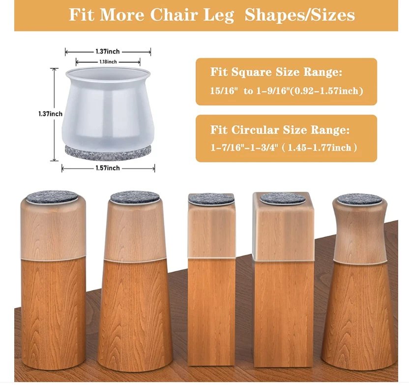 20 St. Möbelgleiter Stuhlbeinkappen für Stuhlbeine Bodenschutz Silikon Weiß/Grau - Bild 2 von 4