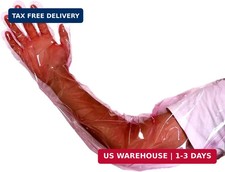 50 Pcs Insemination Long Gloves Disposable Plastic Film Veterinary Rectal Long G