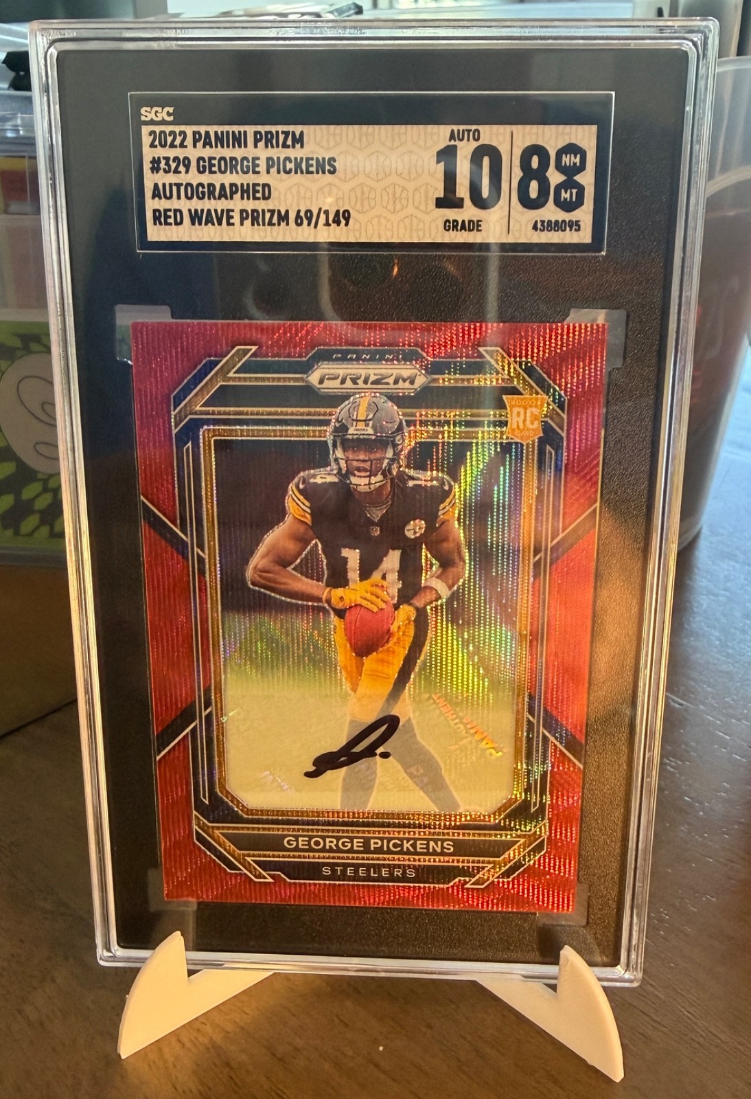 2022 Panini Prizm - Rookies George Pickens #329 Red Wave Prizm Auto /149 Gem 8