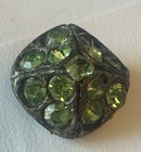 Vintage Antique Metal Button Faceted Green Glass 3/4” — photo 2