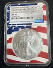 2020-W Burnished $1 American Silver Eagle NGC MS70 FDR Flag Label Red Core