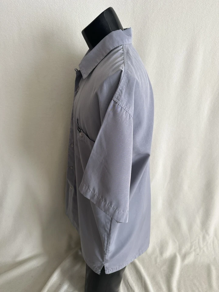Camisa Gucci Para Hombre Grande Gris Claro Manga Corta Camisa Abotonada Gucci AOP - DE COLECCIÓN Foto 4 de 4