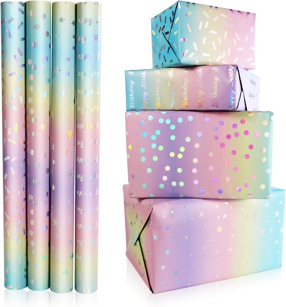 Feinkulturia Geschenkpapier Geburtstag 43 X 300Cm, 4 Rollen GläNzende-image