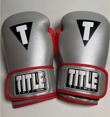 Title Classic Pro Boxing Gloves, 14oz, Superb Leather, Barely Used, Silver & Red