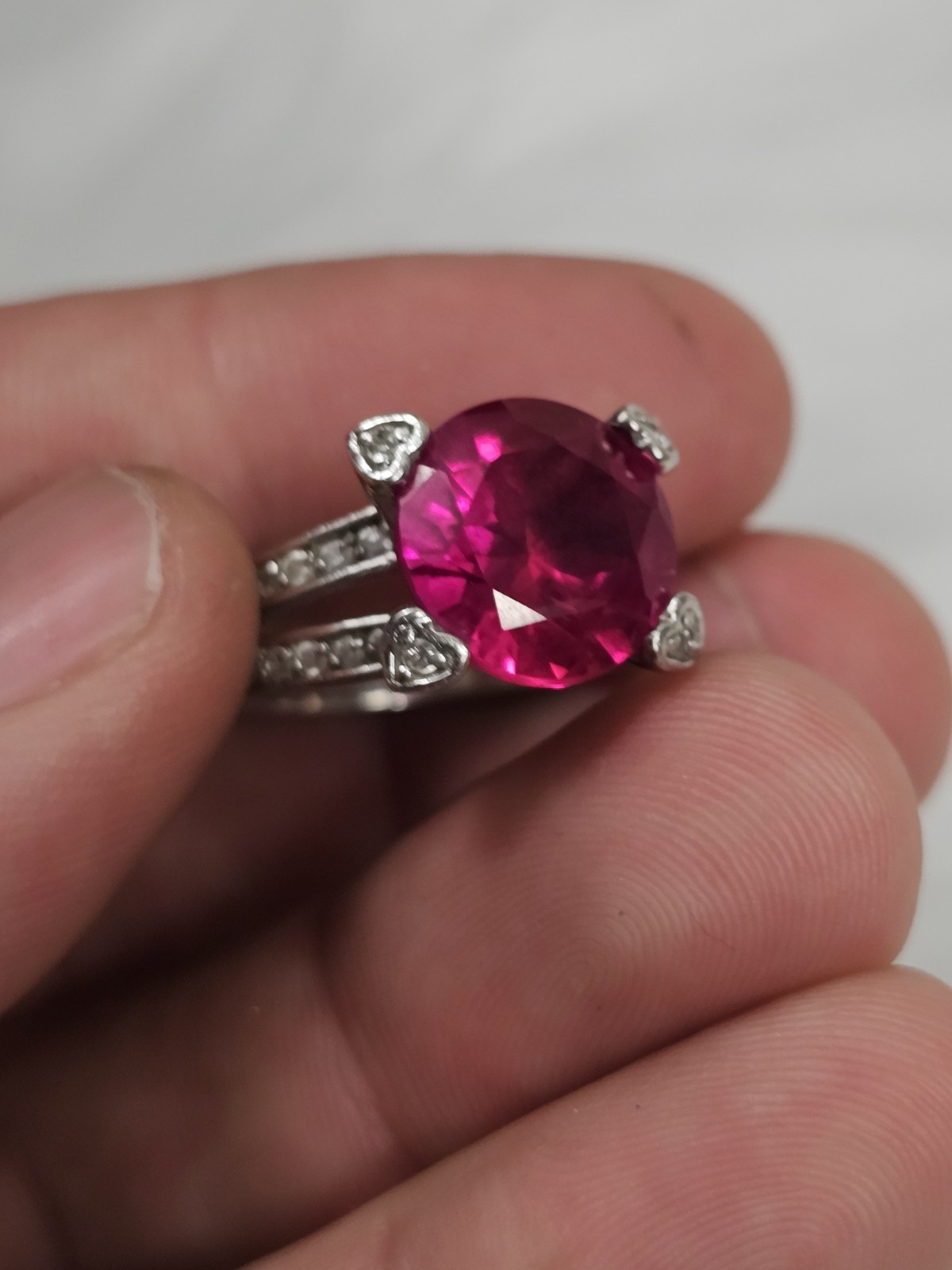 Estate Silver 925 Ruby Ring For Wedding Sterling … - image 2