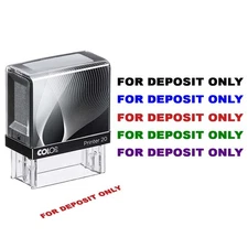 FOR DEPOSIT ONLY Self-Inking Stamp – 9/16" x 1-1/2" Impression - Office Stamps
