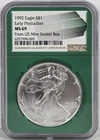 1992 Eagle S$1 Early Production MS 69 From US Mint Sealed Box Green Core NGC