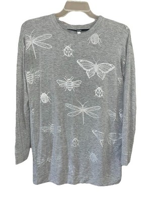 Women s Kensie Gray And Silver Insect Tunic Top Sz Small