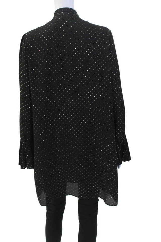 Blusa Michael Michael Kors para mujer manchada con botones negra dorada talla grande Foto 3 de 4