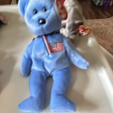 Ty Beanie Babies America Bear Retired 2000 Blue Original Plush with Tags