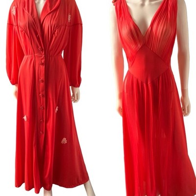 Vintage 40 s 50 s Vanity Fair Peignoir Set Coral Size S/M 34