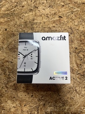 amazfit Active 2 Square Black Leather Premium Edition Smart Watch - New