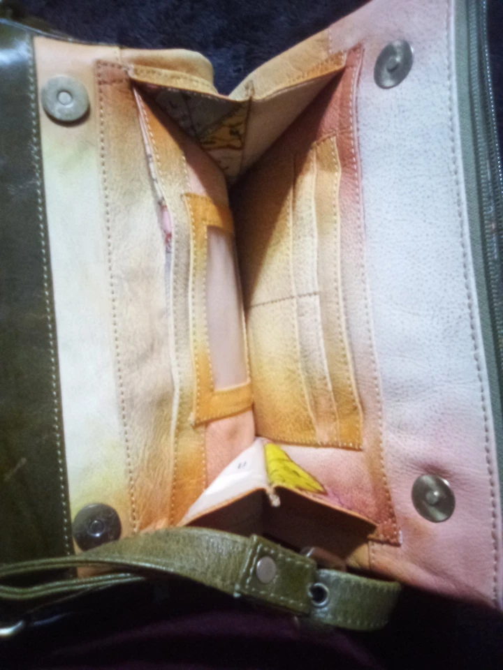 Bandolera de cuero vintage SHARIF Artistic Expressions pintada a mano Foto 4 de 4