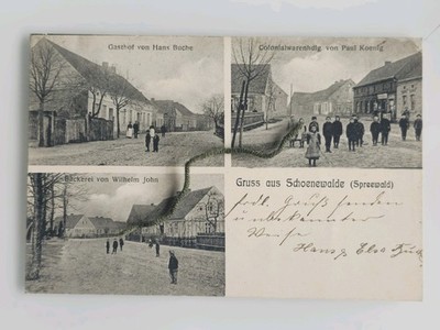 AK Gruß aus Schoenewalde Spreewald gelaufen ca. 1905