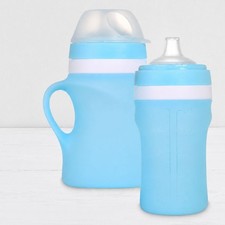 Silicone Baby Food Puree Feeding Bottle with Dual Nipples