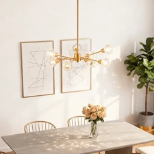 Modern Gold 28'' Crystal Chandelier Large Sputnik Pendant Light Ceiling Fixture