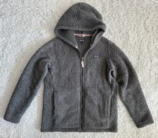 Patagonia Los Gatos Full Zip Sherpa Fleece Jacket Youth Girl Sz XL 14 Grey Gray