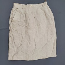 VINTAGE Talbots Skirt Womens 8 100 Irish Linen Pockets Knee Length Pencil Beige