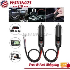 2Pcs Fused Male Car Cigarette Lighter Socket Plug Connector Cable Leads 12V 24V