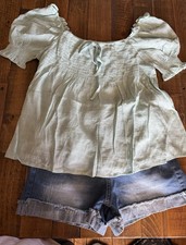 Beautiful baby doll BoHo Smocked Blouse NWOT M MINE Puff Sleeve Lightweight