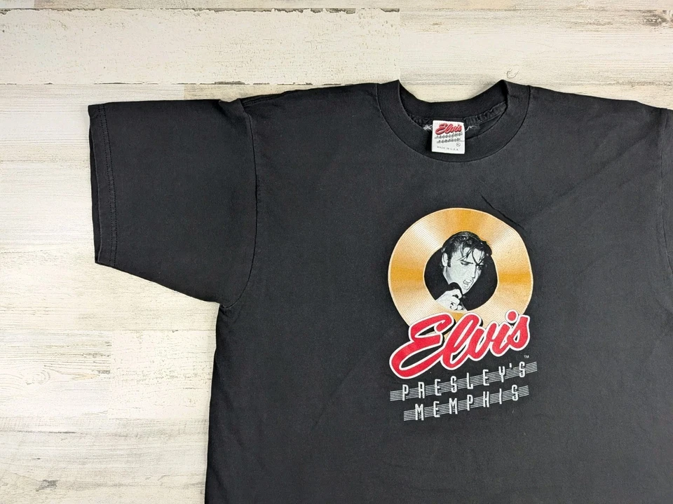 Camisa De Colección Elvis Presleys Memphis Para Hombres Extra Grande Negra Gráfica Hecha en EE. UU. Foto 4 de 4