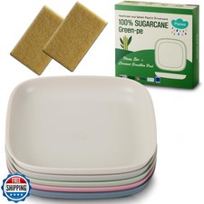 SUGARCANE Kids Plates 5Pack 7.9    Coconut Pad 2Pc- Organic Dishes for Todd