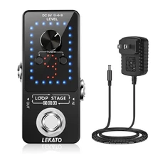 Guitar Looper Pedal with Tuner, 9 Loops, 40 Min Record Time, USB Cable