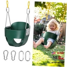 High Back Full Bucket,Toddler Swing with Coated Chains Triangle Dip Green