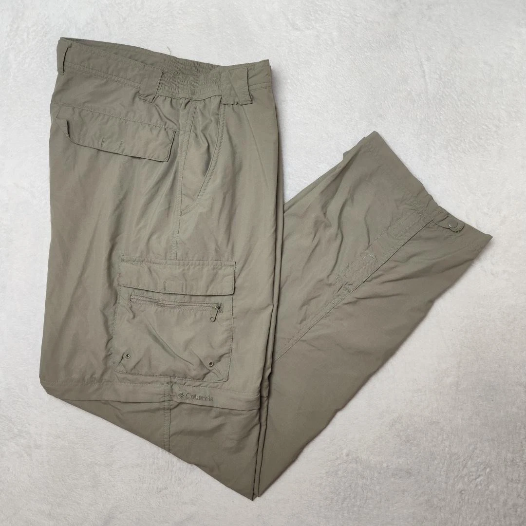 Columbia Pants Mens Large Green Cargo Convertible Nylon Relaxed Titanium Fishing